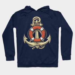 Ship Anchor and Lifebuoy Hoodie